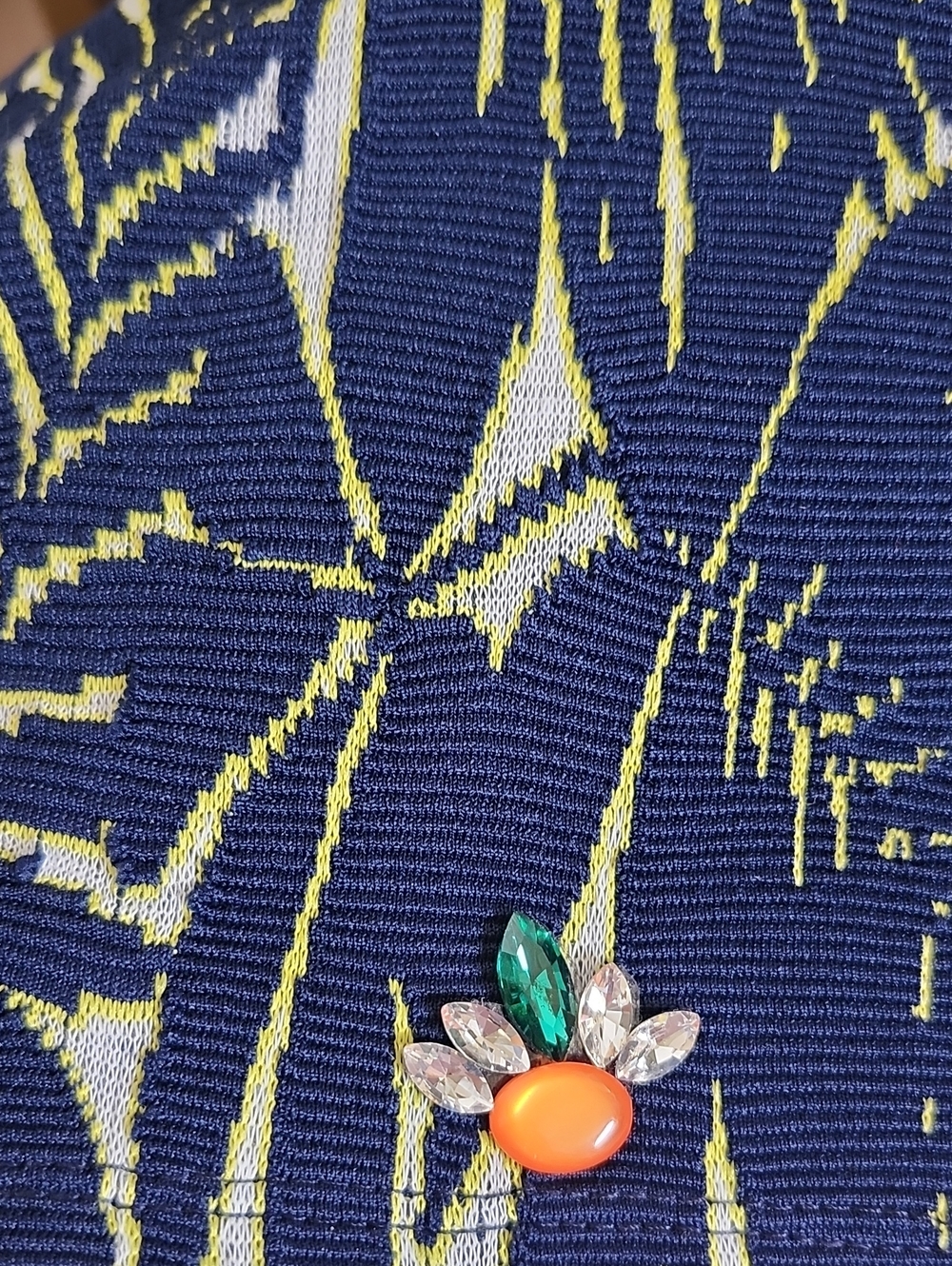 Zara NWT Elastic Waist Navy Blue & Neon Green Leaf Pattern, Mini Skirt, L - Picture 5 of 11